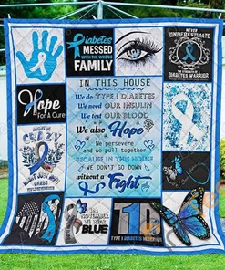 In This House We Do Type 1 Diabetes Quilt Blanket Bedding Set