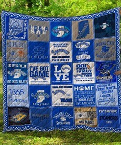 Indiana State Sycamores Quotes Quilt Blanket Bedding Set