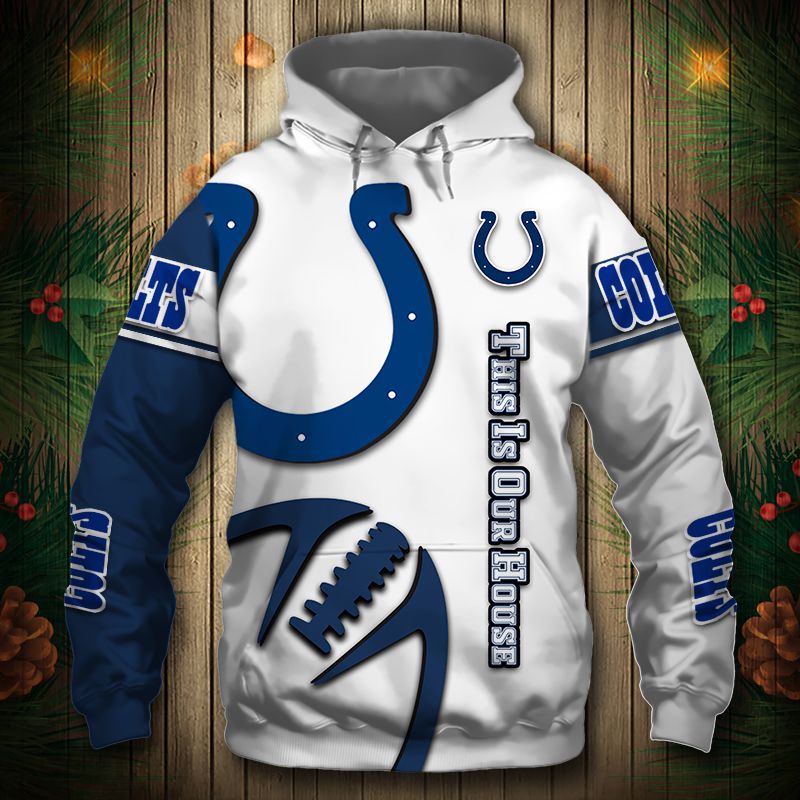 Indianapolis Colts Hoodie 3D Graphic Balls Zip Hoodie Pullover