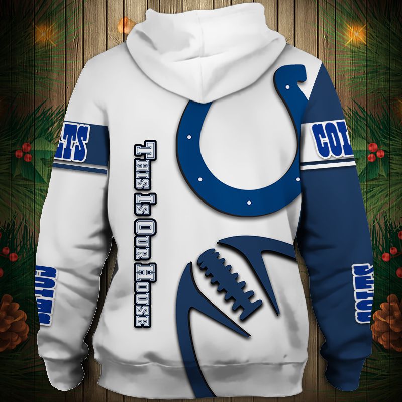 Indianapolis Colts Hoodie 3D Graphic Balls Zip Hoodie Pullover - Image 2