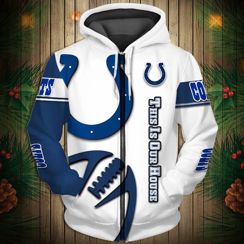 Indianapolis Colts Hoodie 3D Graphic Balls Zip Hoodie Pullover - Image 3
