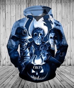 Indianapolis Colts Hoodie 3D Horror Night Halloween Pullover Nfl