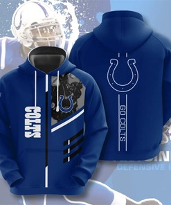 Indianapolis Colts Hoodie 3D Zip Hoodie 3 Lines Graphic Gift for Fans