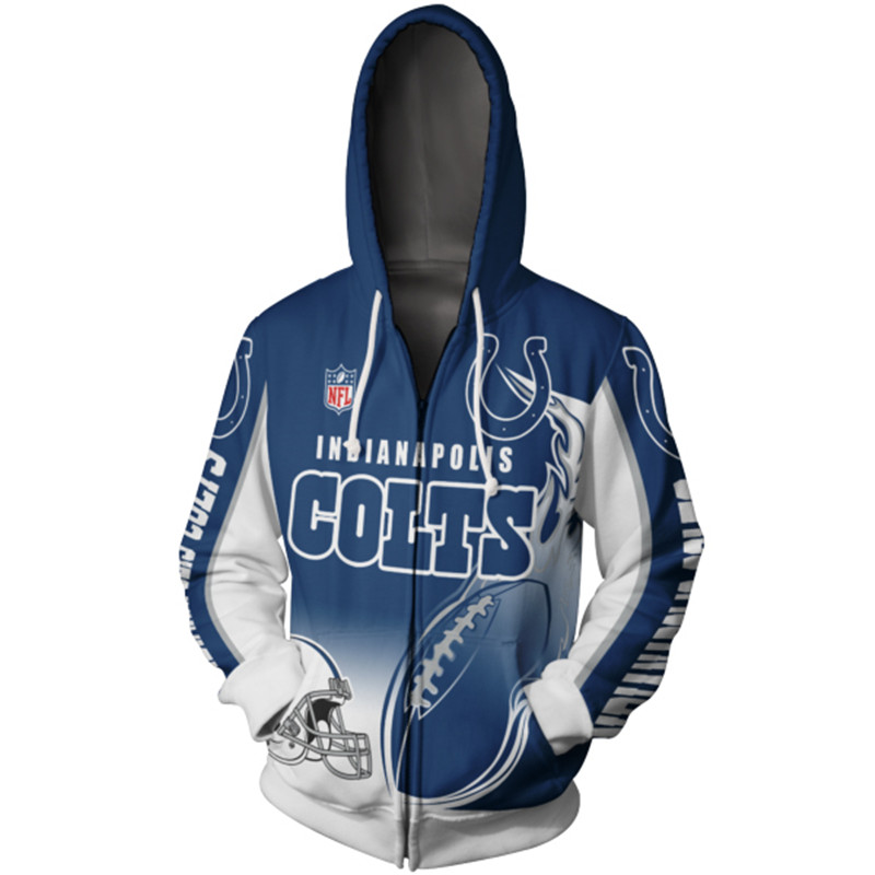 Indianapolis Colts Hoodie 3D Zip Hoodie Cute Flame Balls Graphic Gifts for Fans