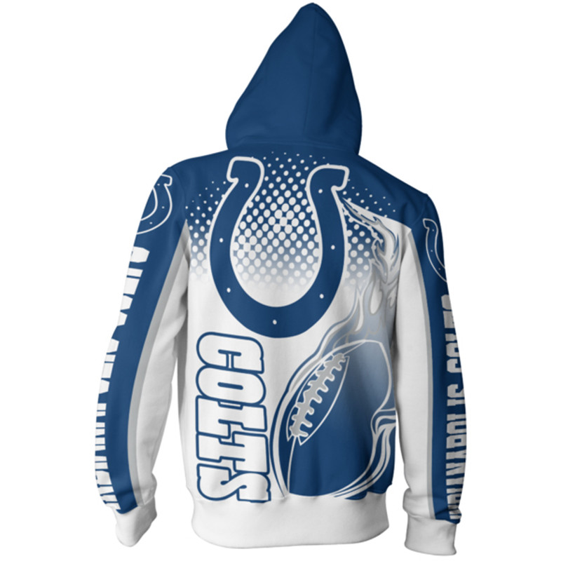 Indianapolis Colts Hoodie 3D Zip Hoodie Cute Flame Balls Graphic Gifts for Fans - Image 3