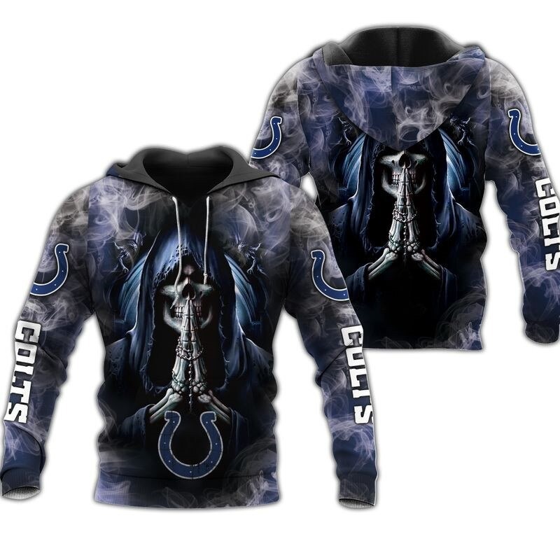 Indianapolis Colts Hoodie 3D Zip Hoodie Death Smoke Graphic Gifts for Fans