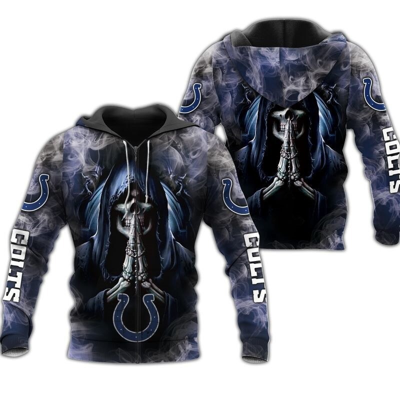 Indianapolis Colts Hoodie 3D Zip Hoodie Death Smoke Graphic Gifts for Fans - Image 2