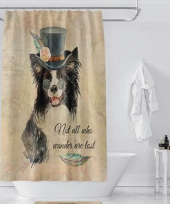 Industrial Steampunk Shower Curtain, Border Collie, Bath Mat, Bath Towels, Hand Towels