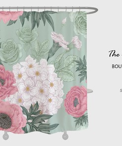 Ink Flowers Shower Curtain, Chinese Style Waterproof And Washable Shower Curtains Decor