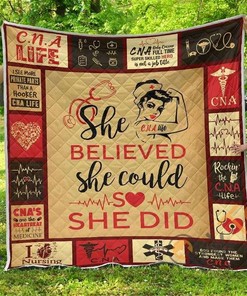 Inspiring Comfort: She Believed She Could" CNA Quilt Blanket Bedding Set with Pillowcases"