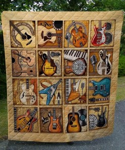 Instrumens Guitar Collection Quilt Blanket Bedding Set