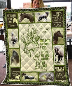 Into The Forest I Go To Lose My Mind And Find My Soul Horse Quilt Blanket Bedding Set