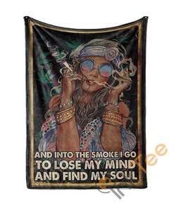 Into The Smoke Hippie Girl Sherpa Fleece Blanket Gifts for Family, for Couple