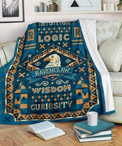 Intuition Logic Wisdom Curiosity Ravenclaw Sherpa Fleece Blanket Gifts for Family, for Couple