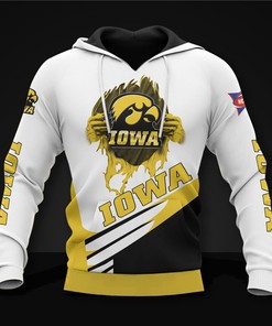 Iowa Hawkeyes Hoodie 3D Zip Hoodie Long Sleeve Gift for Fan