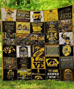 Iowa Hawkeyes Logos Quilt Blanket