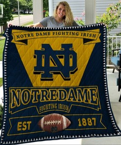 Irish Black Yellow Ncaa Notre Dame Fighting Quilt Blanket Bedding Set