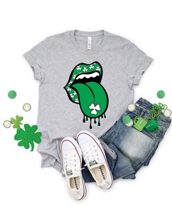 Irish Shamrock Clover Lips Shirt, Irish Shamrock Lip Shirt, St Patrick's Day, Irish Shirt, Quote Patrick's Day Shirt