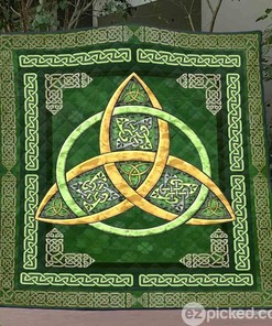 Irish Triquetra Quilt Blanket Bedding Set for Home Décor