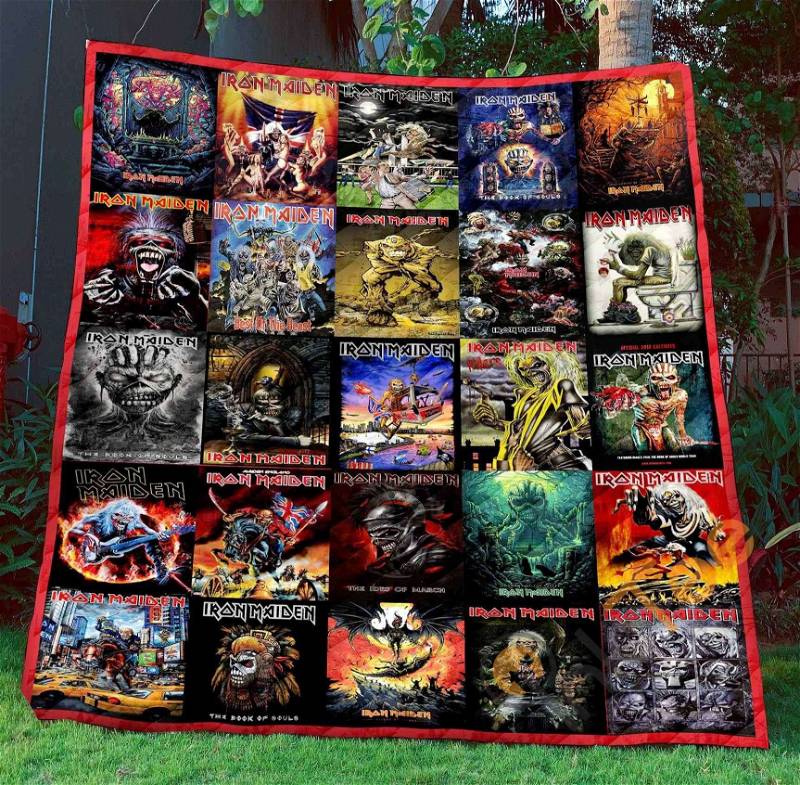 Iron Maiden Band Quilt Blanket Bedding Set with 2 Pillowcases
