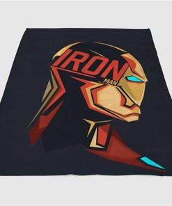 Iron Man Pop Head Sherpa Fleece Blanket Gifts for Family, for Couple