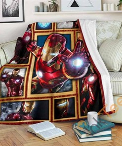 Iron Man Sherpa Fleece Blanket Gifts for Family, for Couple