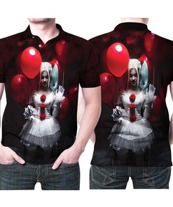 It Harley Quinn Pennywise Balloon Halloween Horror 3d Designed For Halloween Lovers Polo Shirt All Over Print Shirt 3d T-shirt