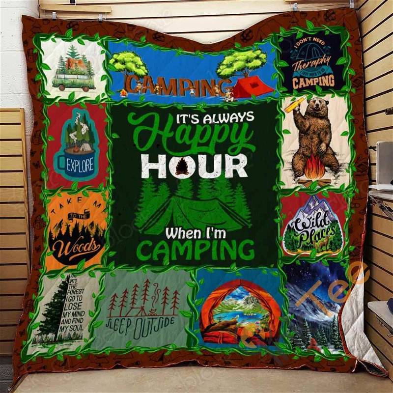 It’S Always Happy Hour When I’M Camping Quilt Blanket Bedding Set