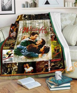 It's Wonderful Life Vintage Old Movies Fleece Sherpa Fleece Blanket Gifts for Family, for Couple