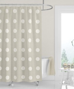 Ivory White Watercolor Abstract Cutout Dots Shower Curtain