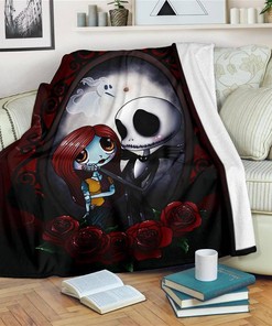Jack And Sally Couple In Love Sherpa Fleece Blanket Gifts for Family, for Couple