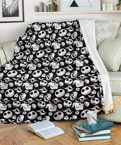 Jack Head Sherpa Fleece Blanket Gifts for Family, for Couple