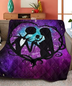 Jack Skellington And Sally Quilt Blanket Bedding Set, Jack Skellington And Sally Together Forever Quilt Blanket Bedding Set