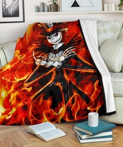 Jack Skellington Fire Fleece Blanket Gift For Fan, Quilt Blanket Bedding Set Gift