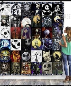 Jack Skellington Horror Bedroom Decor Jack And Sally Quilt Halloween Gift Blanket