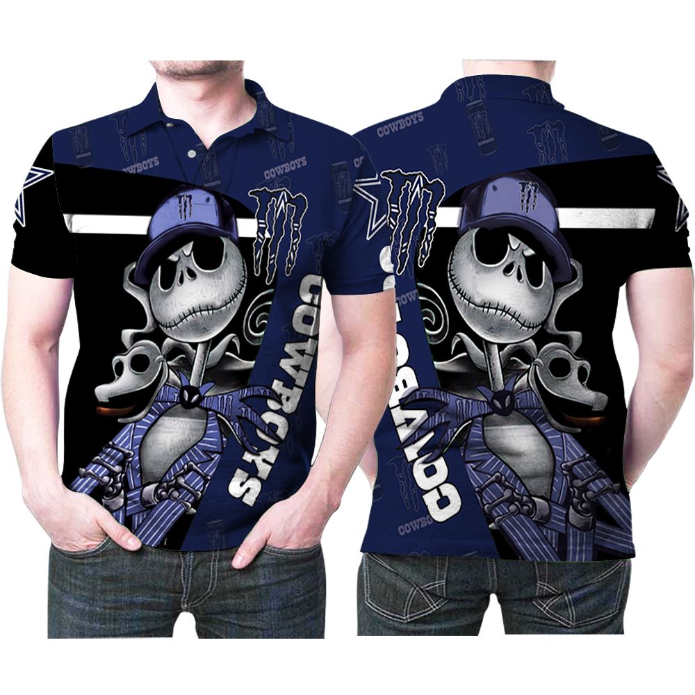 Jack Skellington Mosnter Energy Dallas Cowboys Nfl American Football Team Logo 3d Designed Allover Gift For Cowboys Fans Polo Shirt