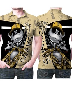Jack Skellington Mosnter Energy New Orleans Saints Nfl American Football Team Logo 3d Designed Allover Gift For Saints Fans Polo Shirt