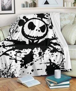 Jack Skellington Paint Flakes Fleece Blanket, Premium Comfy Sofa Throw Blanket Gift