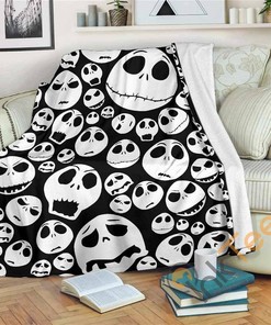Jack Skellington Pattern Sherpa Fleece Blanket Gifts for Family, for Couple