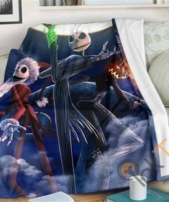 Jack Skellington Sandy Claws Sherpa Fleece Blanket Gifts for Family, for Couple
