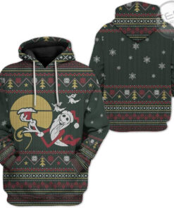 Jack Skellington Santa Claus Chritmas Pattern Black Hoodie