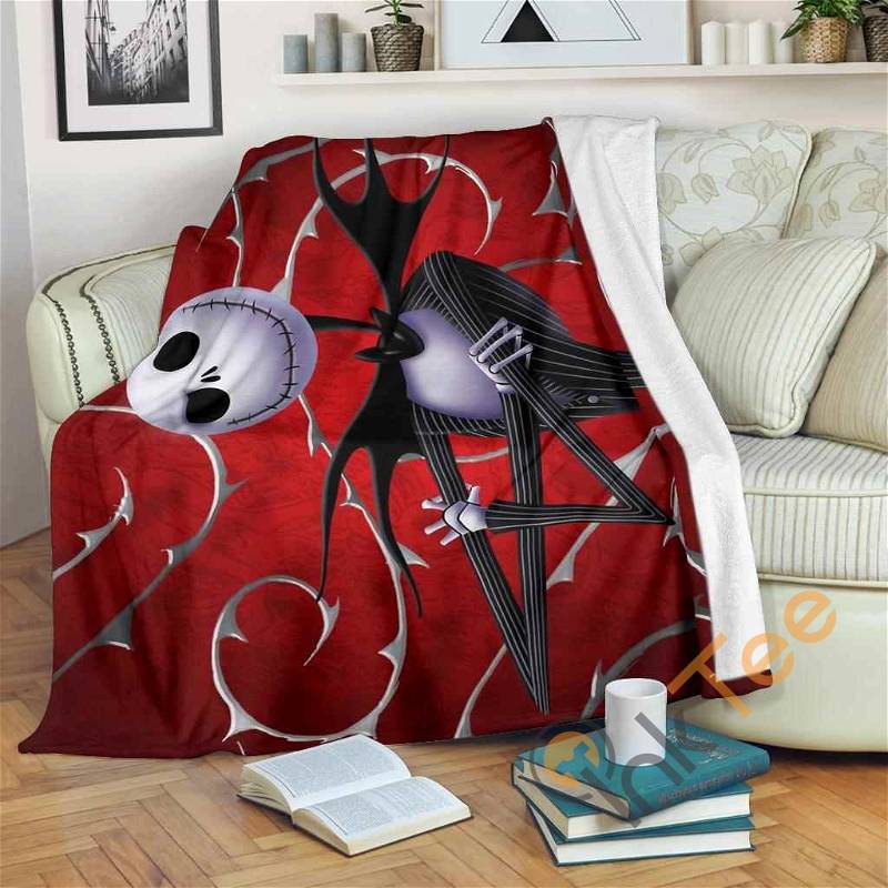 Jack Skellington Sherpa Fleece Blanket Bluefink