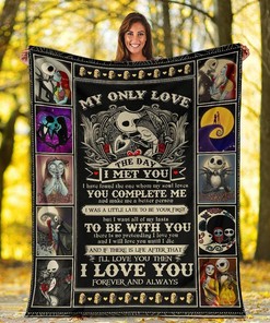 Jack and Sally I Love Youever And Always Sherpa Fleece Blanket Gifts for Family, for Couple