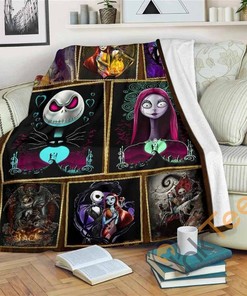 Jack and Sally The Nightmare Before Christmas Fleece Sherpa Fleece Blanket Gifts for Family, for Couple