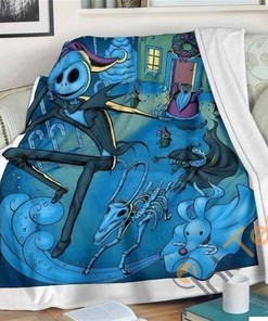 Jack and Santa Nightmare Before Christmas Sherpa Fleece Blanket Gifts for Family, for Couple