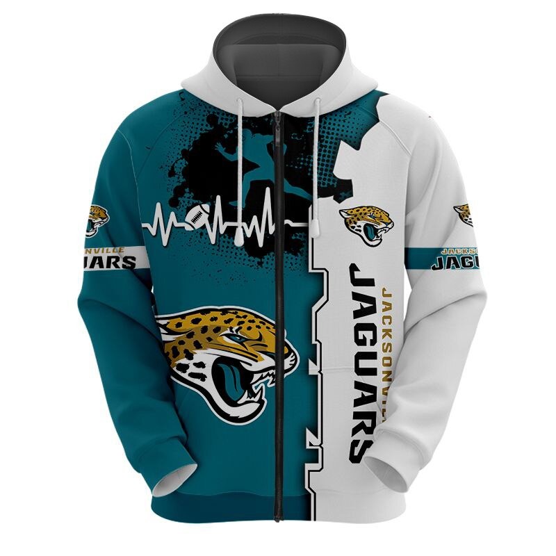 Jacksonville Jaguars 3D All Over Print Zip Hoodie for Nfl Fans - Image 3