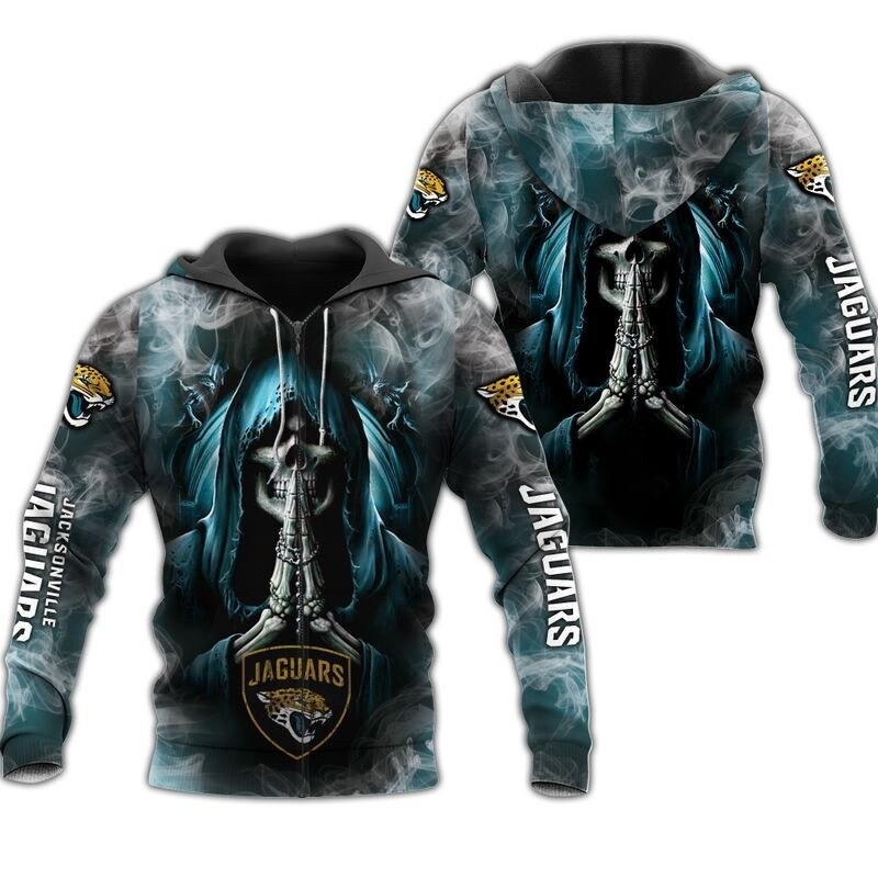 Jacksonville Jaguars Hoodie 3D Zip Hoodie Death Smoke Graphic Gifts for Fans - Image 2