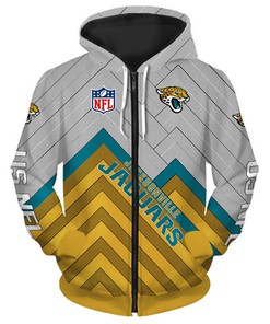 Jacksonville Jaguars Hoodie 3D Zip Hoodie Pullover Size S-5Xl