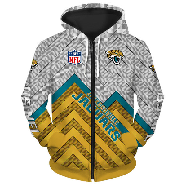 Jacksonville Jaguars Hoodie 3D Zip Hoodie Pullover Size S-5Xl