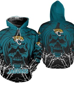 Jacksonville Jaguars Hoodie Halloween Pumpkin Skull Print Zip Hoodie